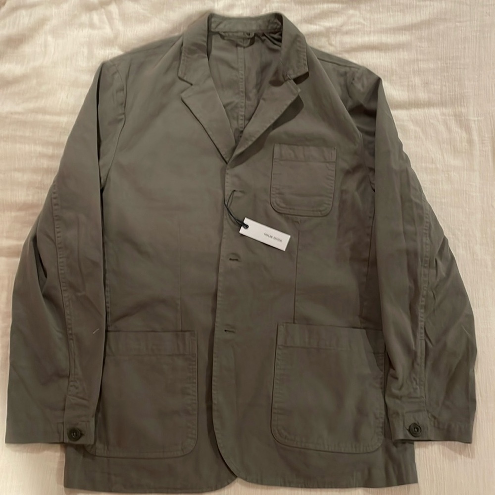 TAYLOR STITCH The Foundation SportCoat in Organic Smoked Olive Twill Size 44 NWT